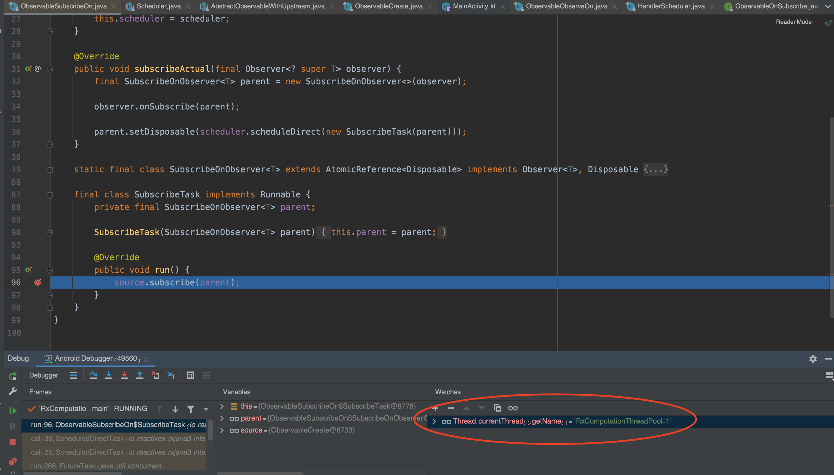 android RxJava 线程切换原理探索