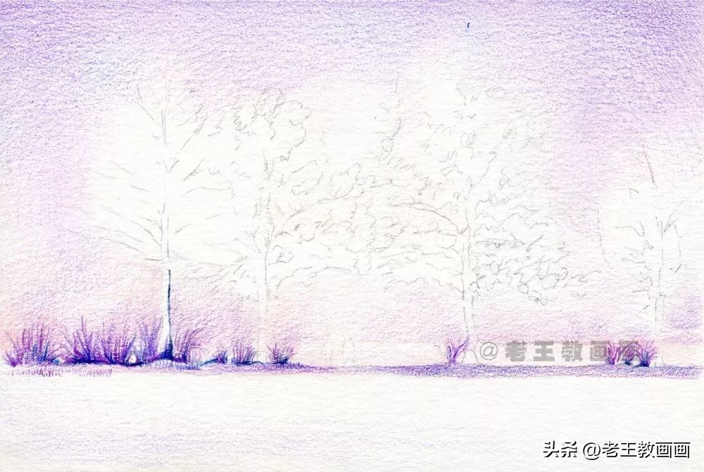 冬天雪景怎么画(2023年的第一场雪，教你画一幅浪漫的雪景)