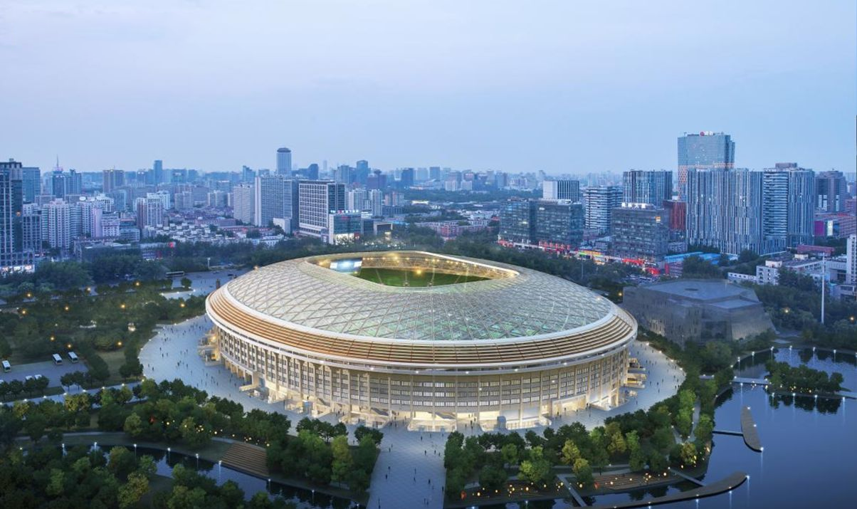 北京工人体育场改造效果图(北京新工体“看台碗”轮廓初现，结构对标欧洲最新设计理念)