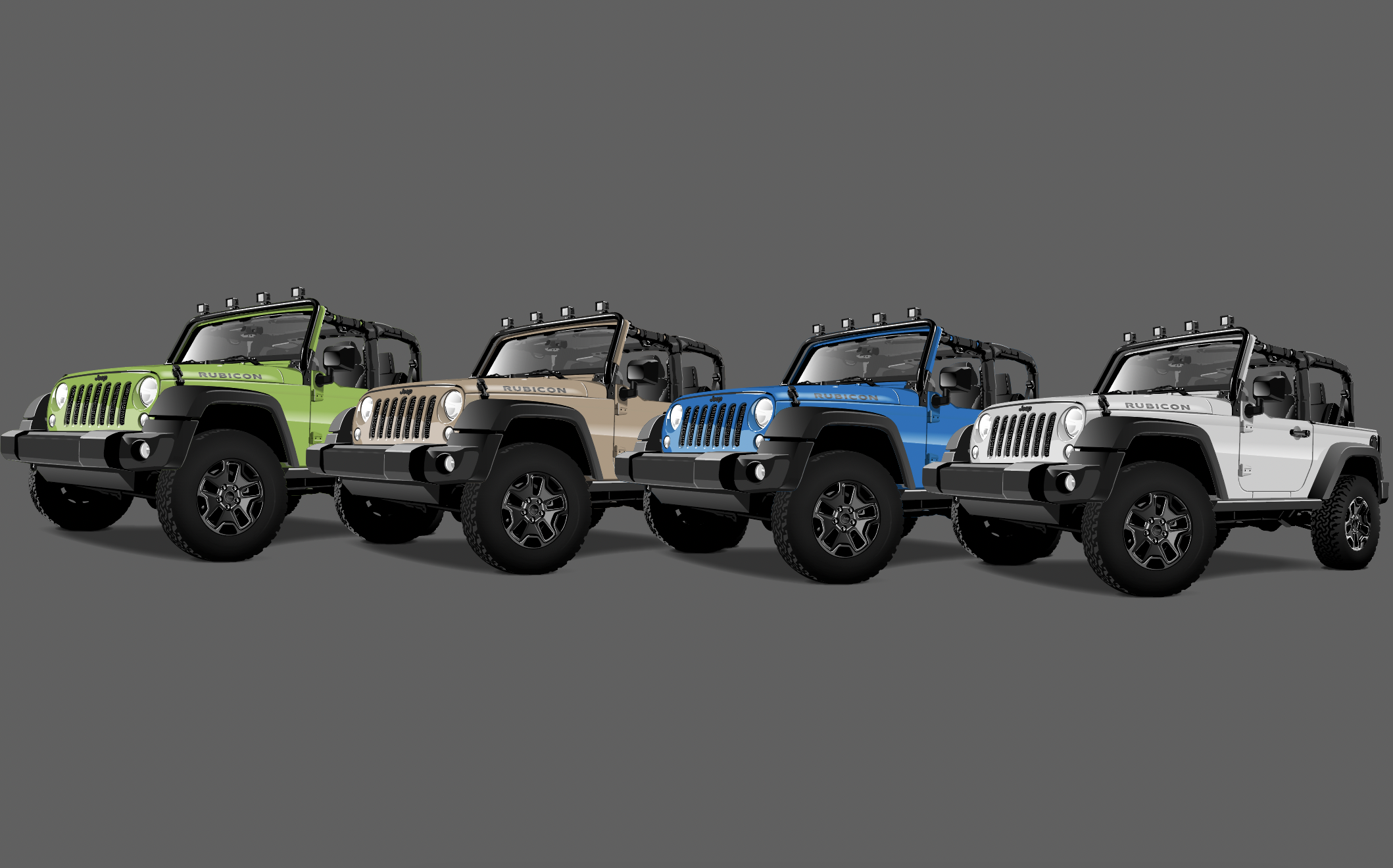 四驅越野車簡筆畫（95期 原創汽車插畫壁紙 專注越野 手繪Jeep Rubicon無水印）