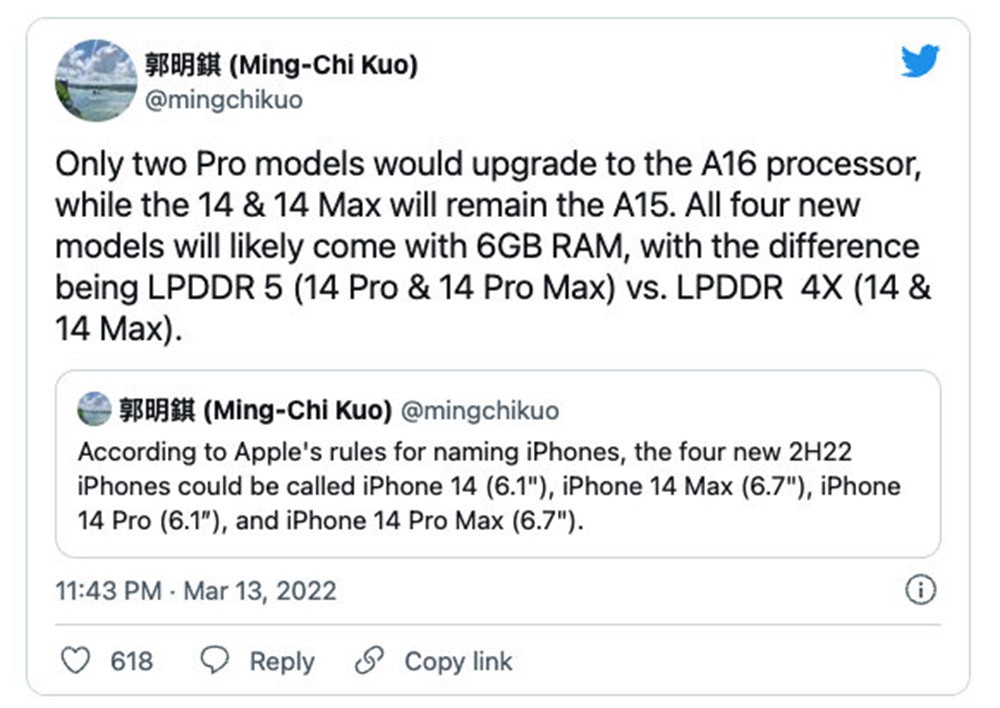 iPhone 14系列基本敲定 曝价格微升，升级重点在高配版