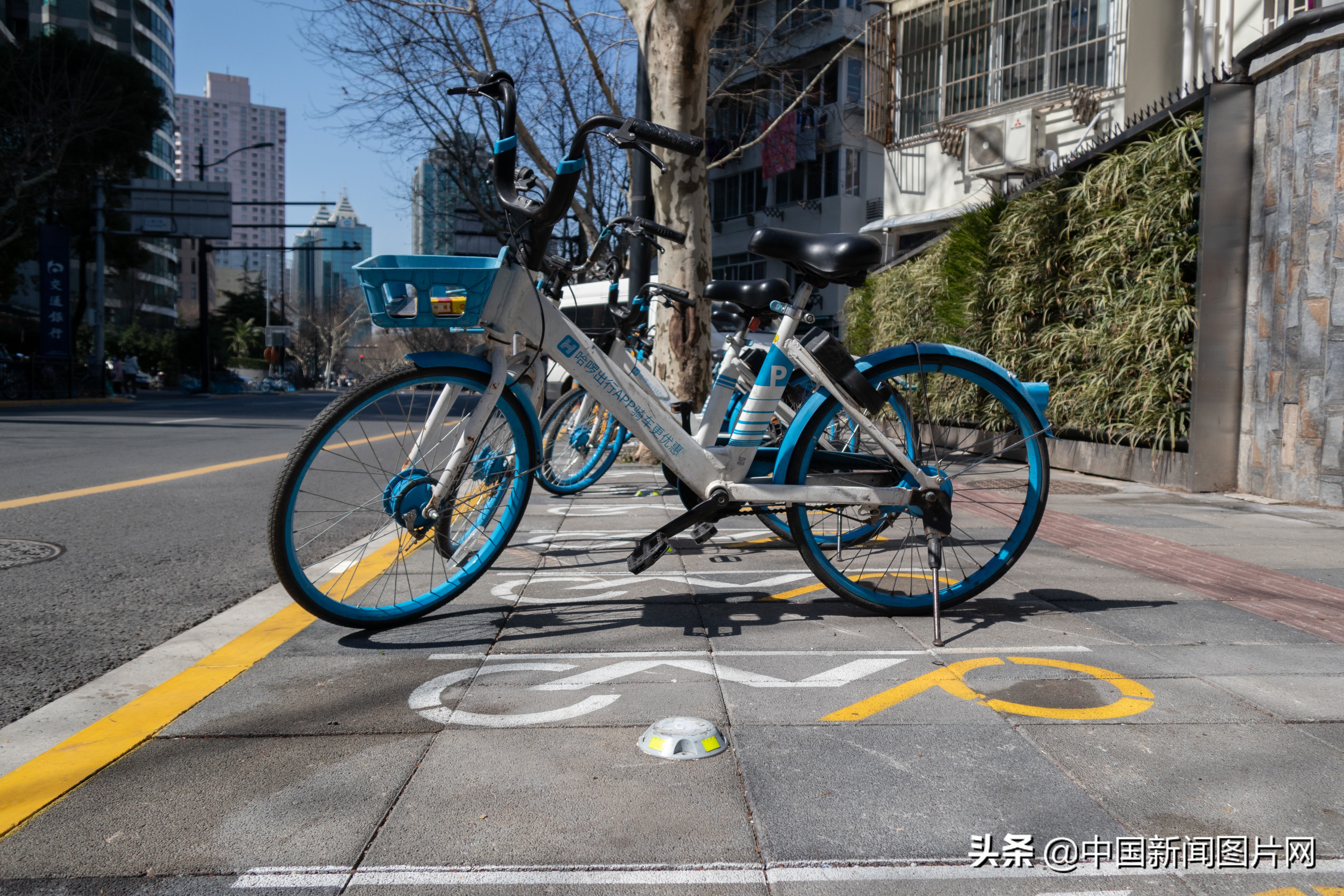 上海街头布置共享单车禁停神器“蓝牙道钉”