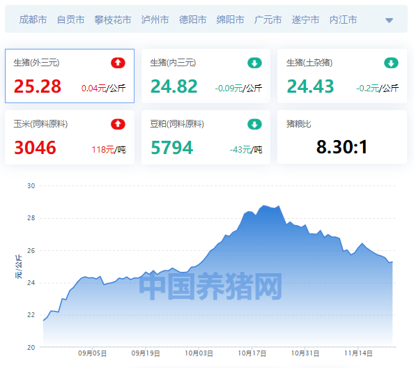 2022年11月24日四川猪价行情：5连跌之后，猪价迎来最新转折点