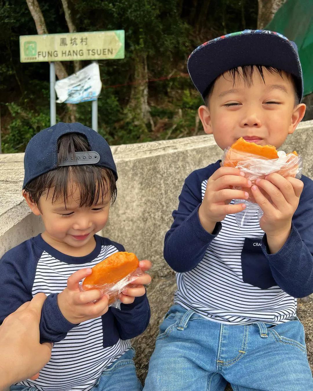 胡杏儿夫妇带俩儿子去捡贝壳，亲子活动温馨有爱，奕霖累到走不动