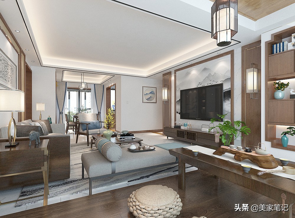 将130㎡精装房改造新中式，优雅又有韵味，仅凭阳台就惊艳全小区