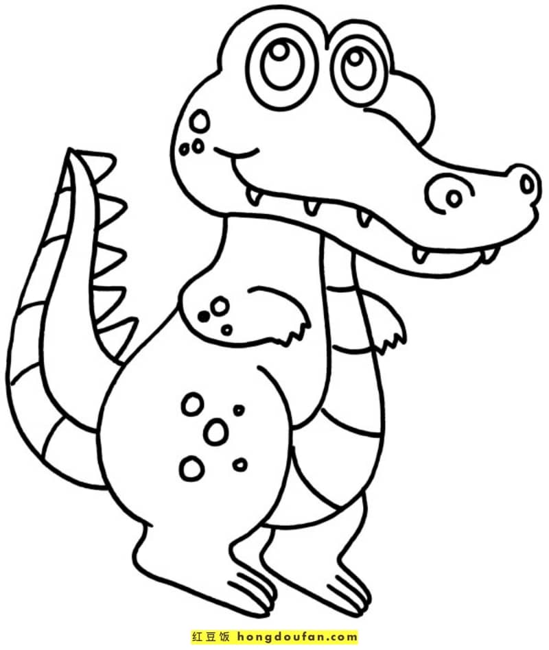 12张有趣可爱的卡通鳄鱼儿童涂色简笔画