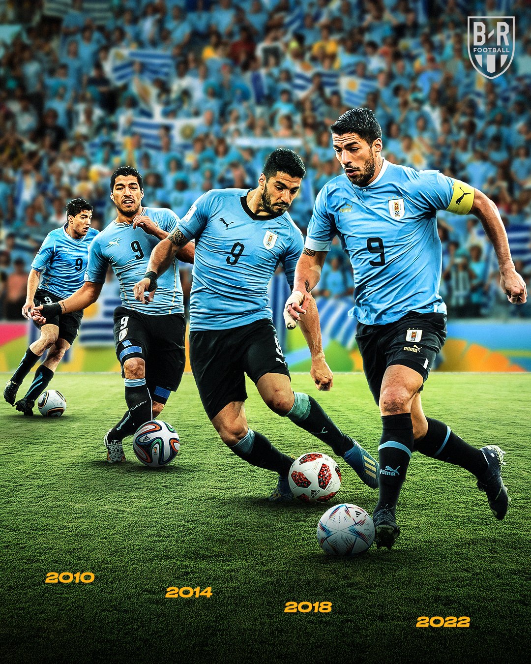 2018世界杯乌拉圭足球名将（乌拉圭传奇！苏亚雷斯世界杯表现回顾：3届出战13场，贡献7球4助）