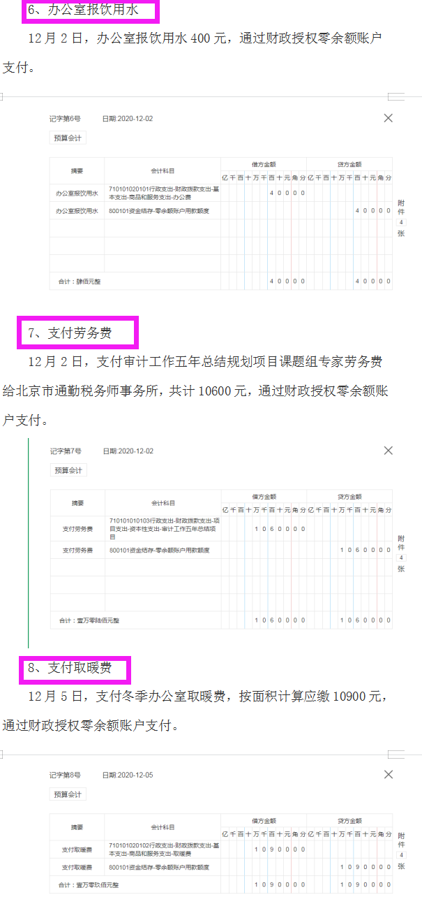 发现上海女行政事业单位会计，汇总的事业单位会计分录，十分详细