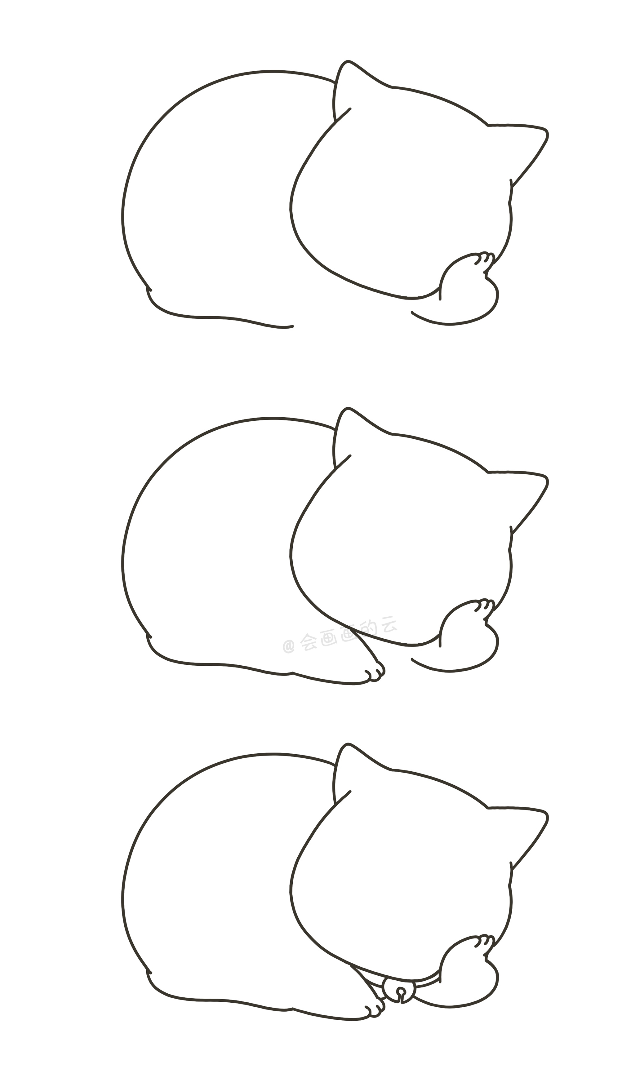 简笔画教程：详细图文讲解三款猫咪的画法，你学会了吗？