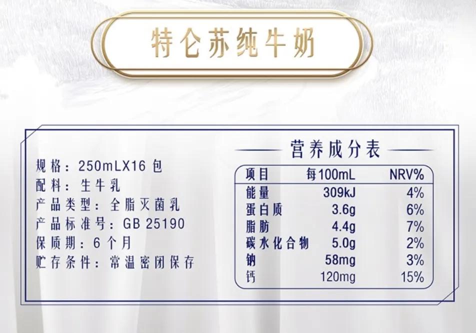 蒙牛特侖蘇純牛奶（我國哪的牛奶好喝？經對比，這8種牛奶零添加、純牛乳，喝著放心）