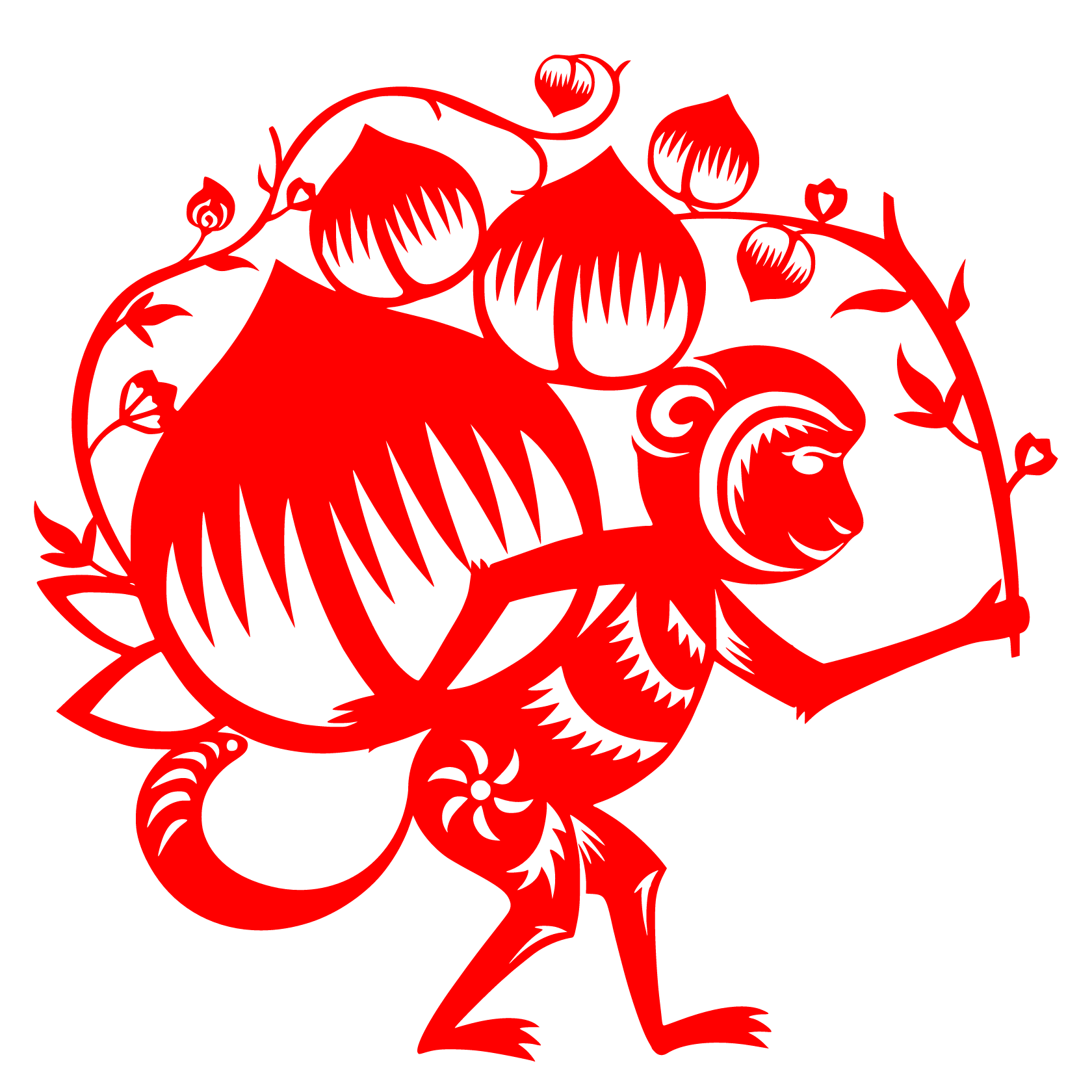 生肖猴剪纸,手工剪纸,呆萌可爱的小猴子