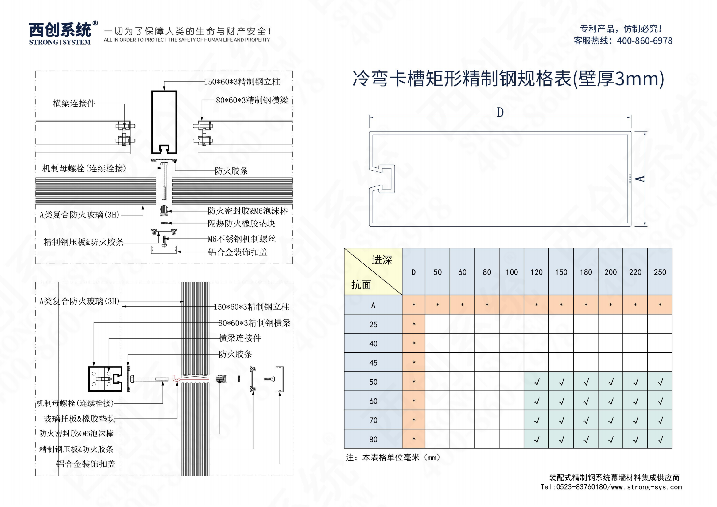 西创系统A类防火（2H）3mm精制钢玻璃幕墙系统(图12)