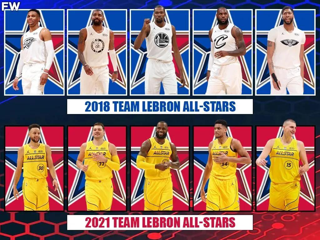 全明星赛2021直播nba(美媒将2018年和2021年詹姆斯带领的两支全明星队作对比，哪组更强)