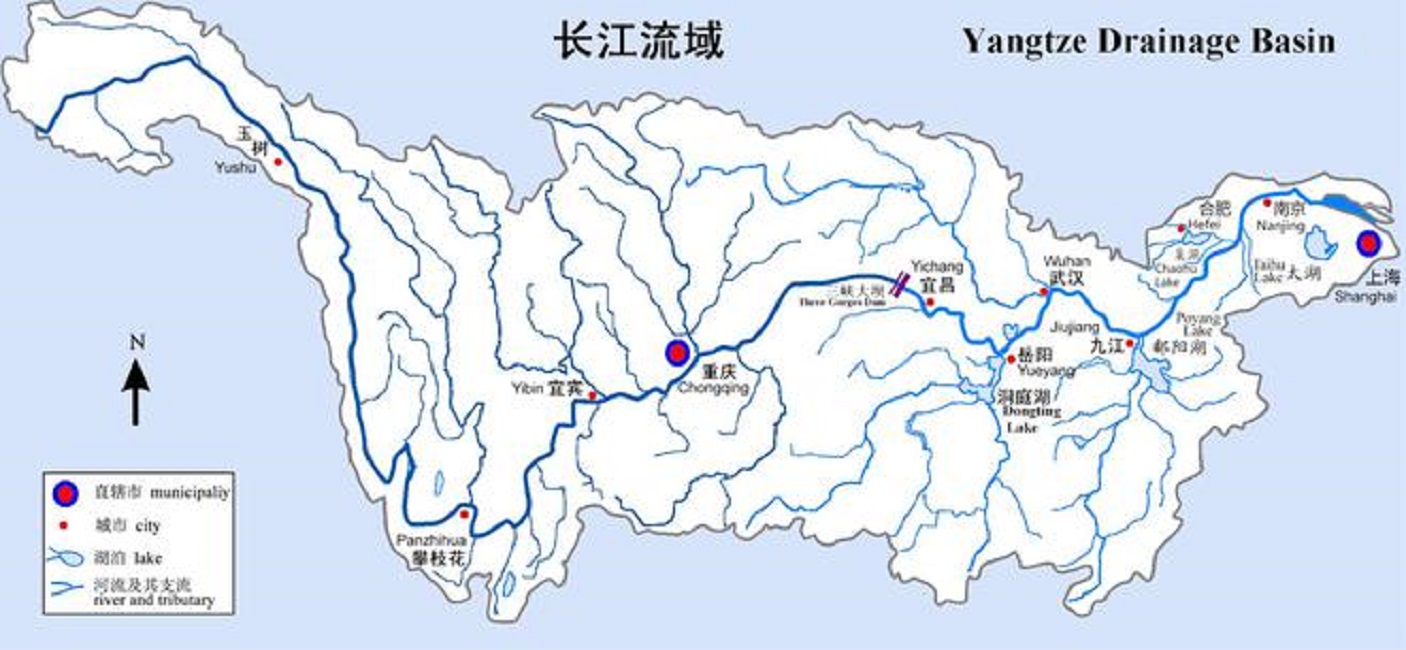 长江流域地图 长江流经省份详细地图