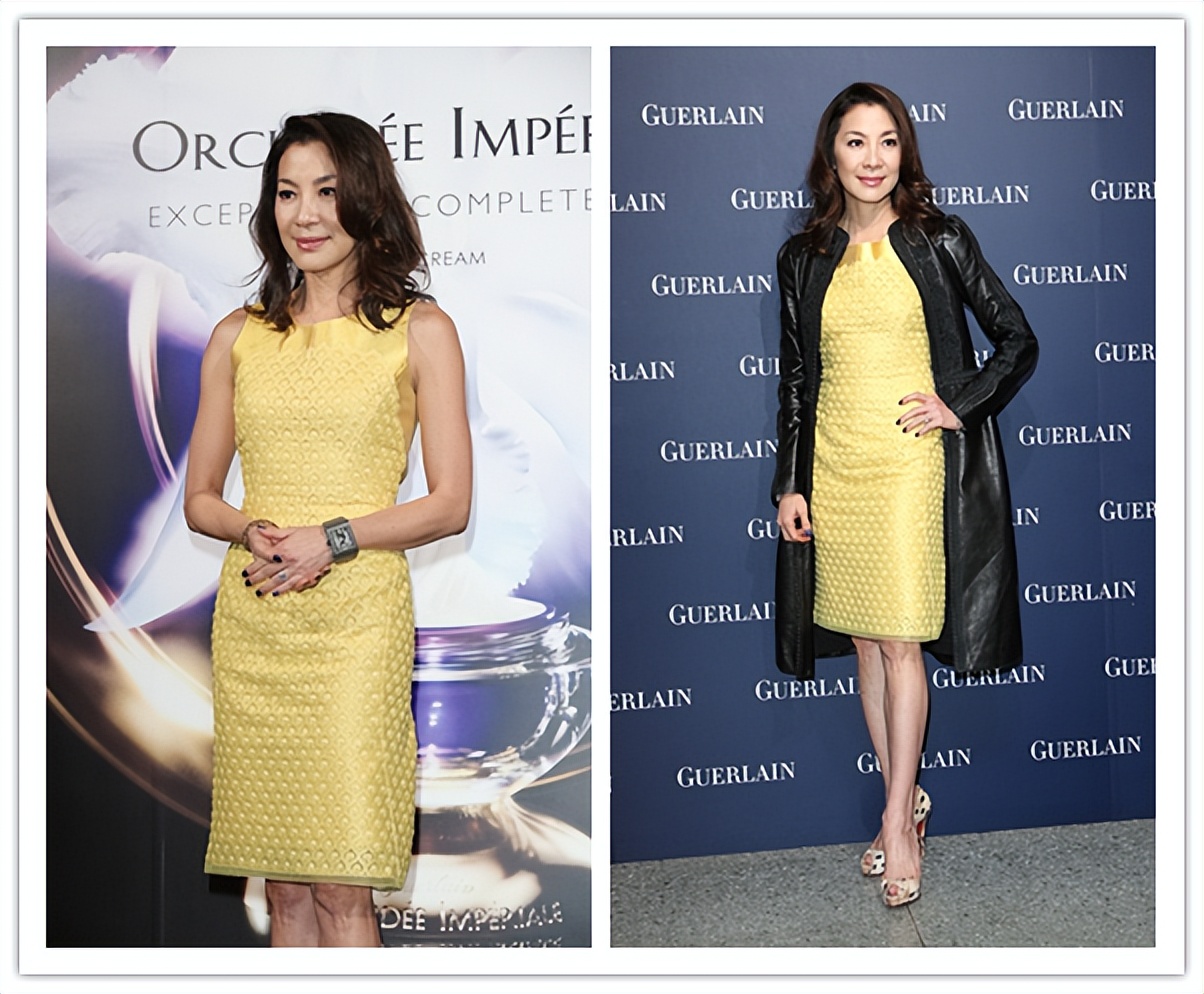 杨紫琼都奔六了，心态还是很年轻的，穿的黄色衣服好艳丽