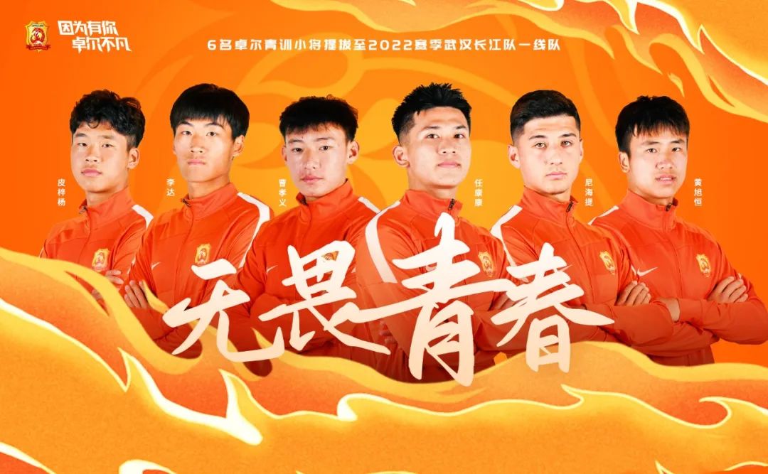 武汉卓尔足球队(无畏青春！6名卓尔青训小将提拔至2022赛季武汉长江队一线队)