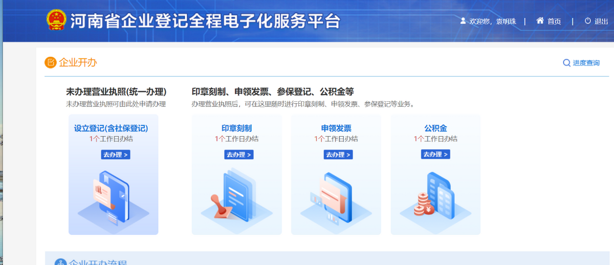 分公司线上注册流程（河南）