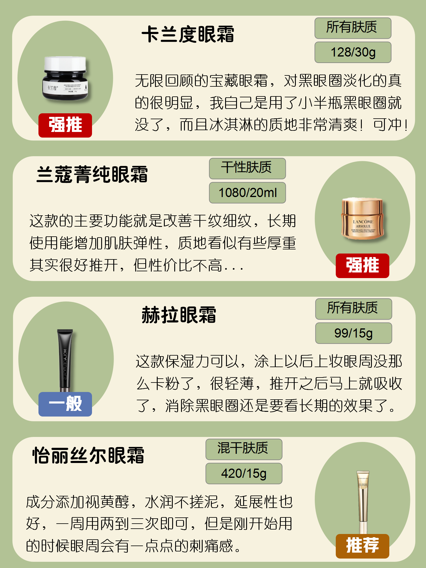 不同肤质、不同功效的30款眼霜！不敢相信这小众眼霜惊艳我了