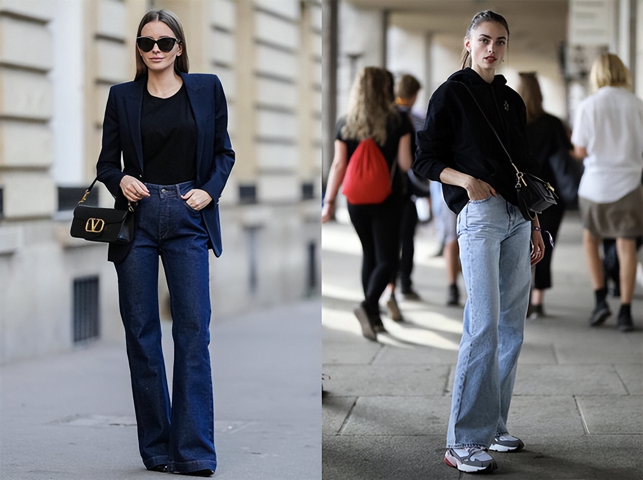 黑色9分喇叭裤穿搭图片(现在牛仔裤不流行紧身) - 赤虎壹号