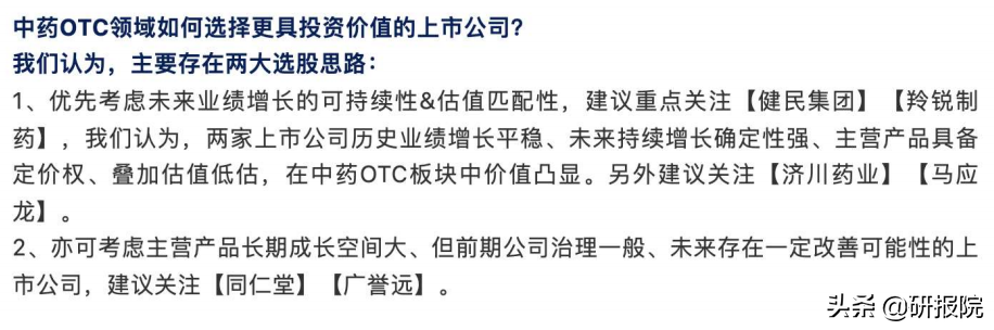 国家政策明确鼓励中医药发展，中药企业当前估值均有所低估