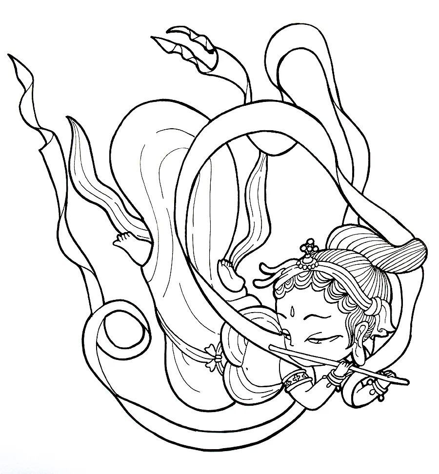 画小男孩动漫(儿童画教程|高年级国潮动漫课程-- 敦煌飞天)