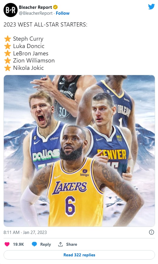 nba先发最佳阵容是哪些（史上第1！明星赛先发名单 詹皇10度当选人气王超越乔丹）