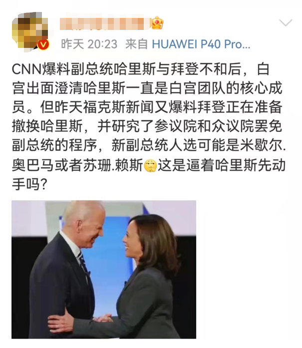 美国的哈里斯副总统能舍弃吗？米歇尔・奥巴马或米饭接力棒？