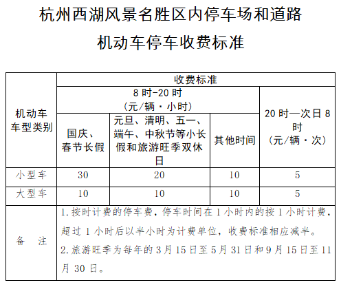 清明假期 杭州西湖景区停车收费标准看这里