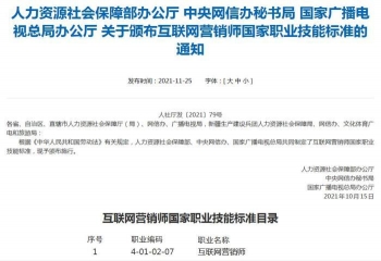互联网营销师职业标准来了 共设五个等级