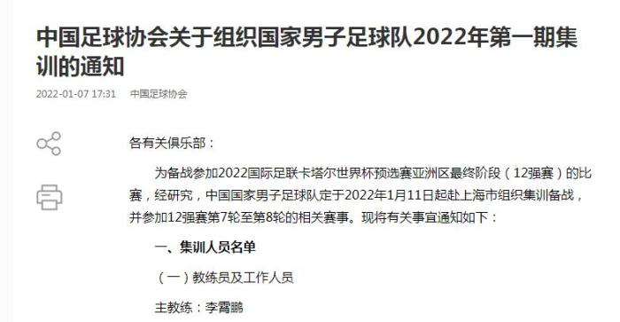 参加国足集训(国足最新集训名单出炉 武磊领衔52名球员入选)