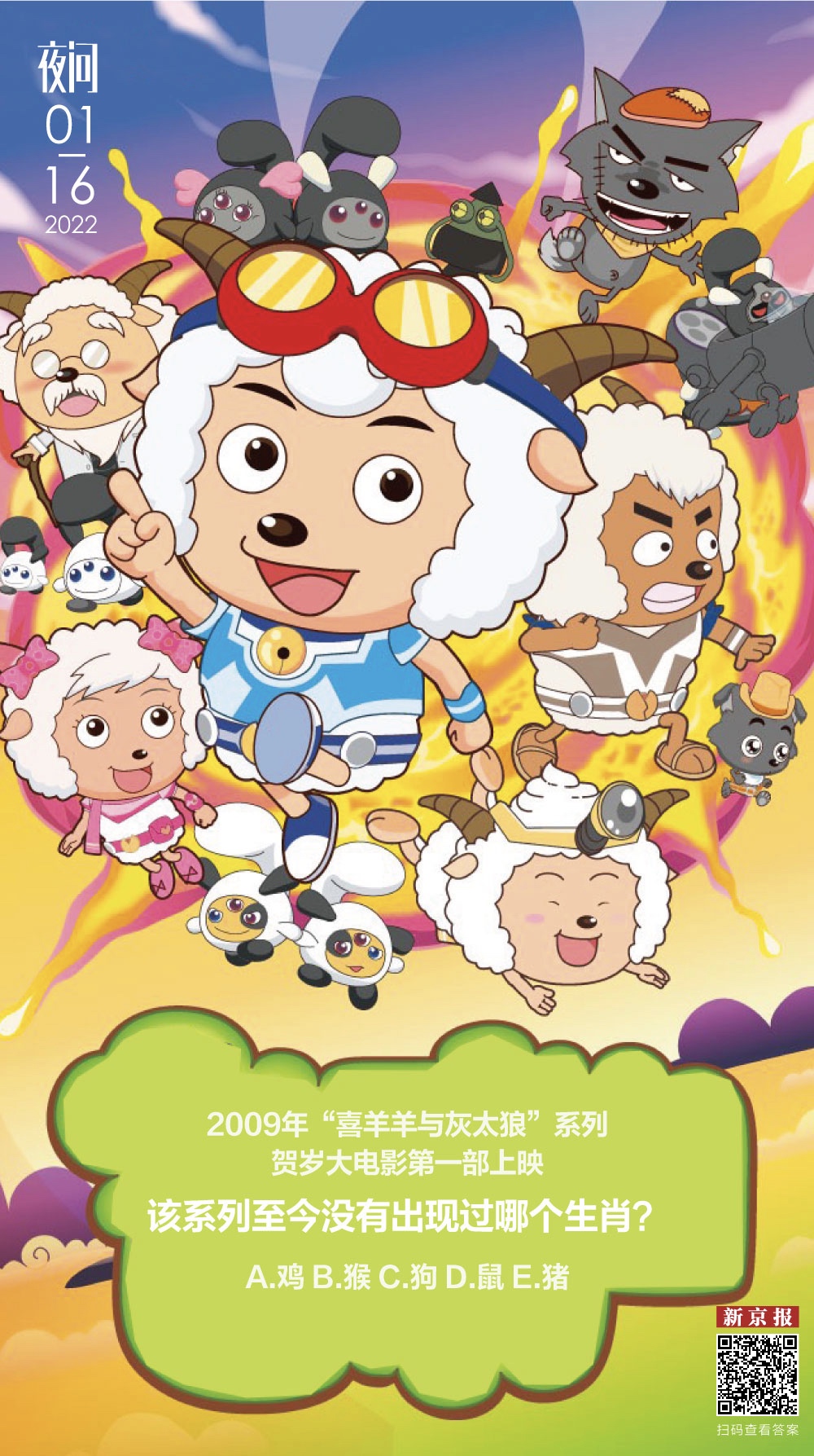 "喜羊羊与灰太狼"的贺岁片里没有哪几个生肖?丨夜问