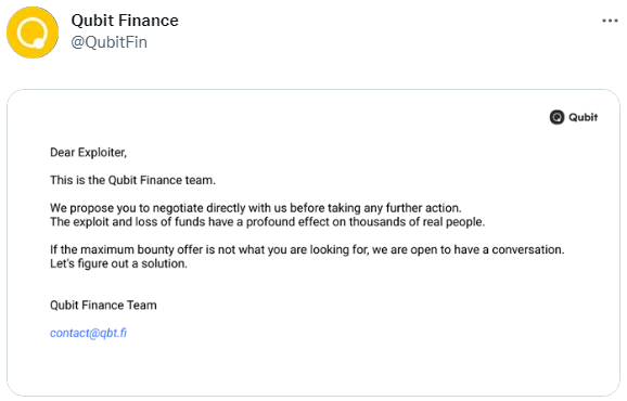 以太坊智能合约代码缺陷致Qubit DeFi平台被窃取8000万美元加密货币