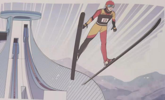 跳台滑雪卡通画图片