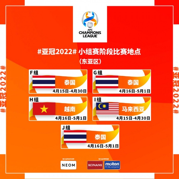 亚冠比赛地2月公布（亚冠小组赛地点确定：泰山&amp;海港前往泰国，广州队在马来西亚）