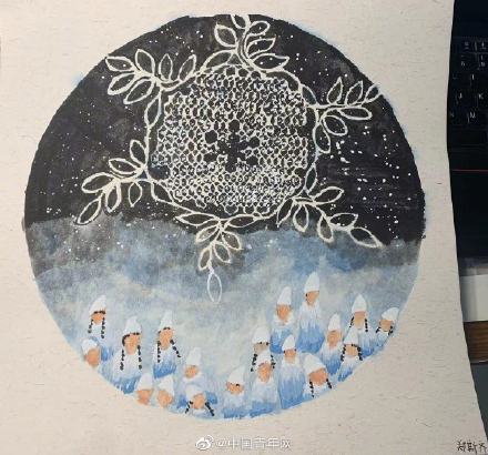 儿童画冬天雪花（小孩画雪花）
