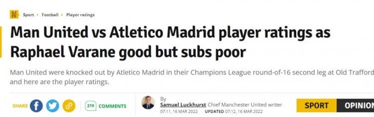 马奎尔达洛特桑乔4分（曼晚评分：马奎尔达洛特桑乔4分，C罗B费朗尼克5分）-华海博客