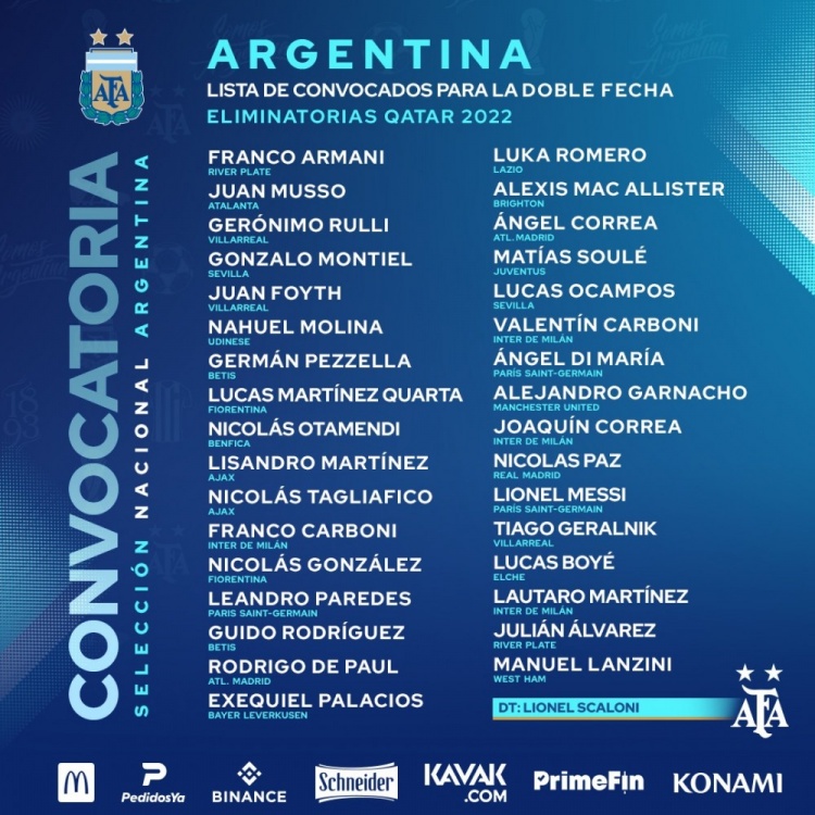 阿根廷新一期大名单：梅西领衔，迪马利亚、劳塔罗、德保罗在列