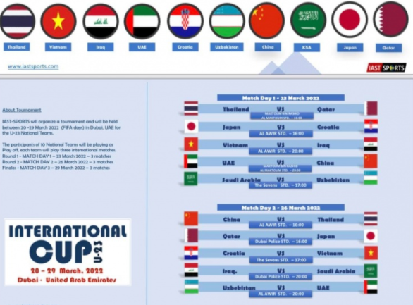 亚杯预赛程(迪拜杯赛程更新：U23国足24日首战阿联酋，月底排位赛)