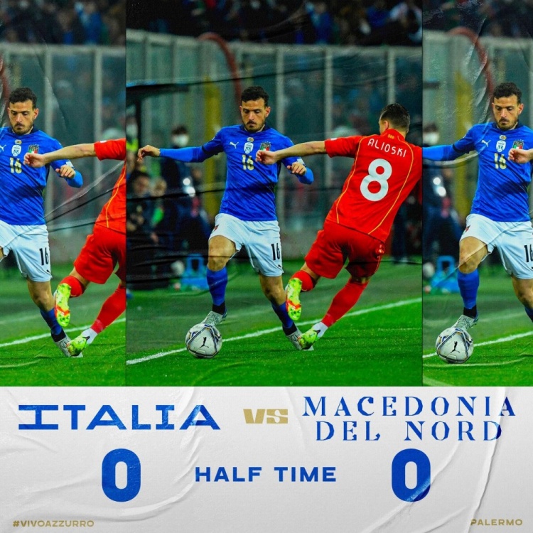 意大利vs北马其顿(半场-贝拉尔迪失良机弗洛伦齐救险 意大利0-0北马其顿)