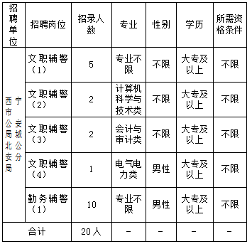 2022西寧市公安局城北公安分局面向社會公開招聘警務輔助人員公告