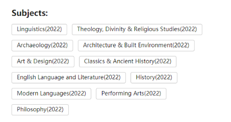 2022QS世界大学学科排行榜艺术人文领域排名情况