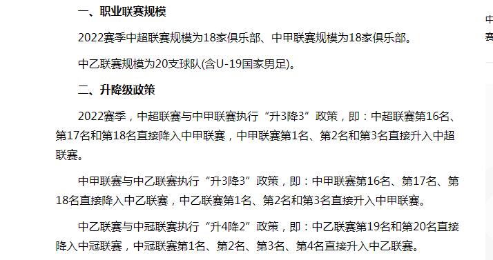 中超对中国男足有什么政策(2022赛季中超“升3降3”最新U23球员政策出炉)