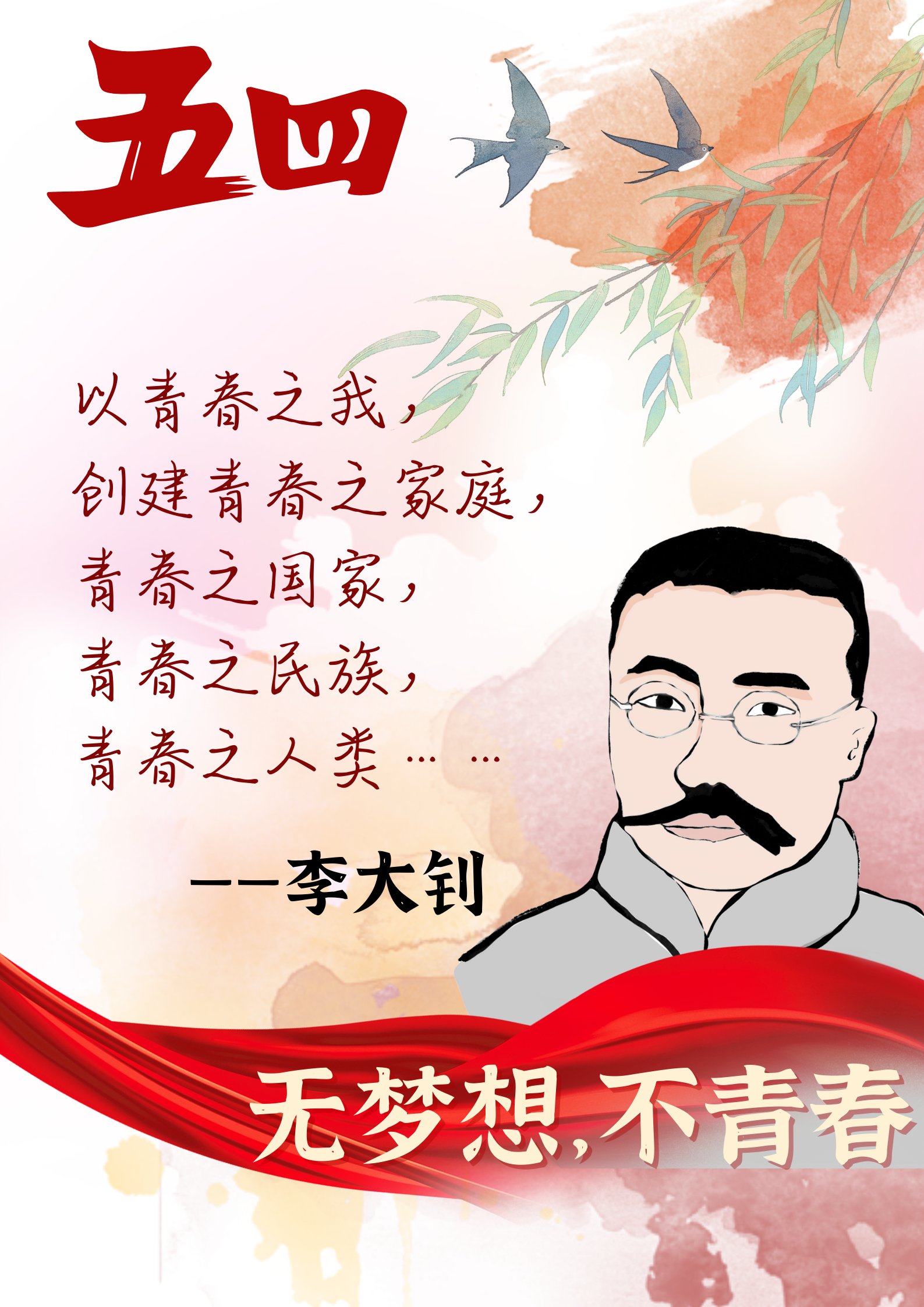 "(出自陈独秀所写,1915年发表的《敬告青年》)无担当,不青春.