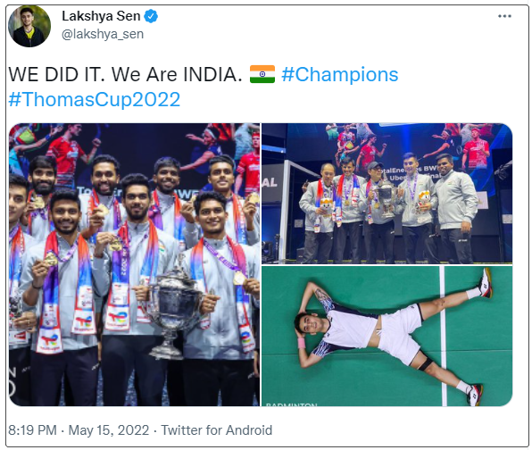 汤姆斯杯羽毛球赛结果（印度3：0横扫印尼首夺汤姆斯杯冠军，选手获一千万卢比奖励）