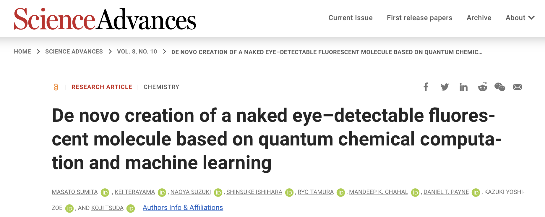 日本理化所利用量子化学机器学习，荧光分子合成成功率75%