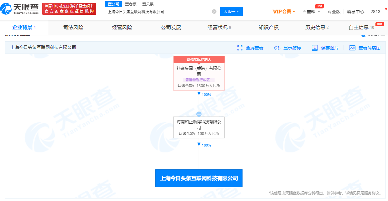 抖音集团成立2家今日头条新公司