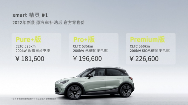 基于吉利浩瀚SEA架构的smart纯电车已正式上市