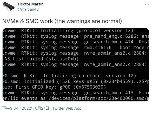 苹果M2设备的Linux起步工作取得了良好进展