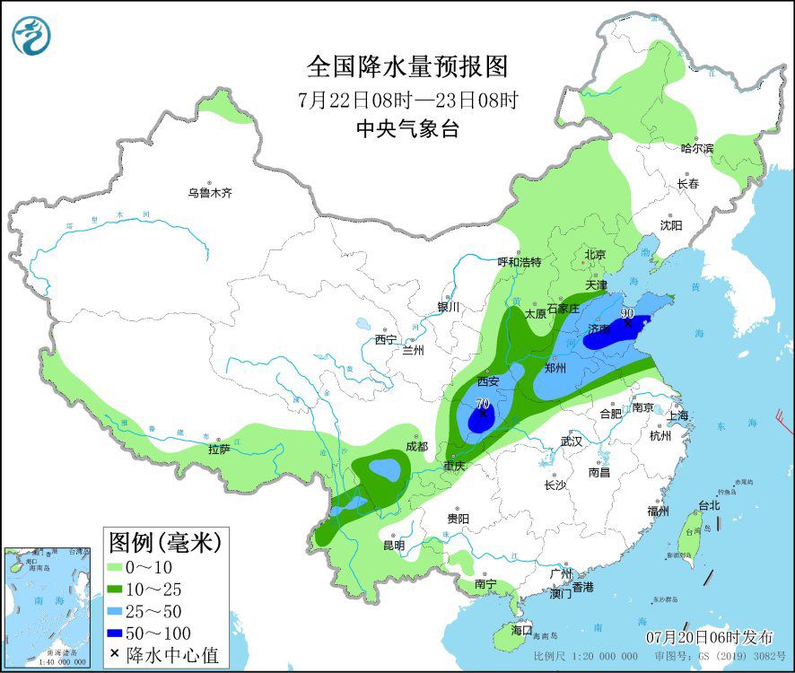 山东安徽等地有较强降水 江南华南等地将有大范围高温天气