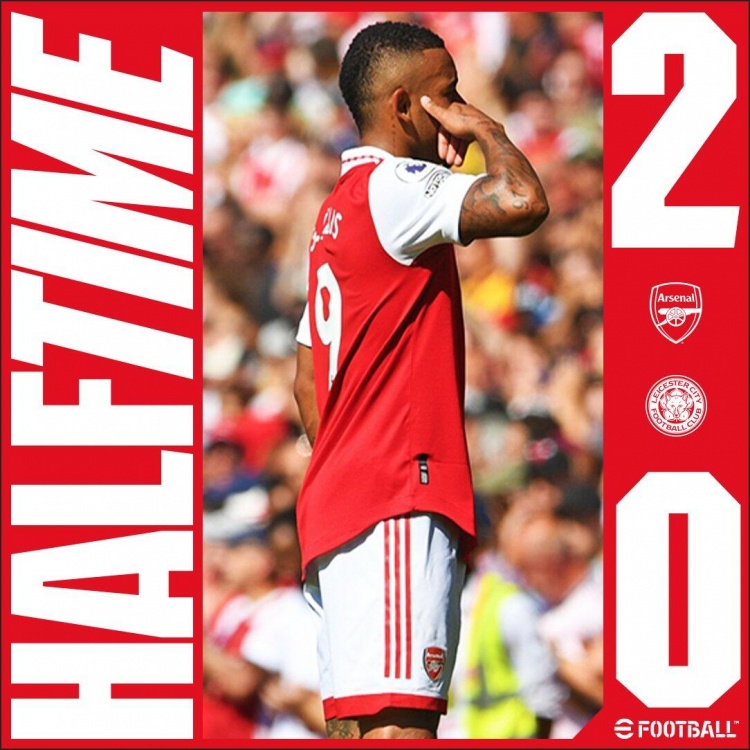 阿森纳vs莱斯特城录像（半场-热苏斯头顶脚踢梅开二度扎卡头球中柱 阿森纳暂2-0莱斯特城）-趣拿体育